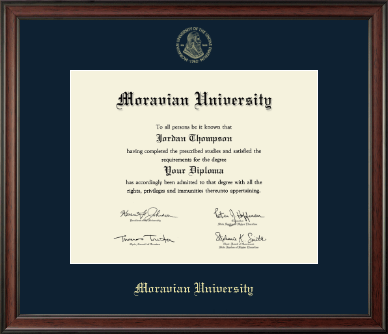 Moravian University diploma frame - Gold Embossed Diploma Frame in Studio