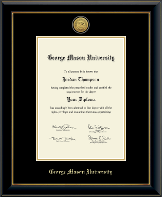 George Mason University diploma frame - Gold Engraved Medallion Diploma Frame in Onyx Gold