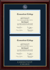 Connecticut College Masterpiece Medallion Double Diploma Frame in Gallery