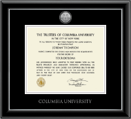 Columbia University diploma frame - Silver Engraved Medallion Diploma Frame in Onyx Silver