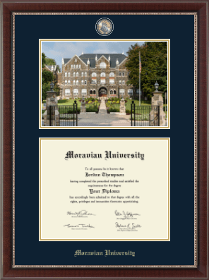 Moravian University diploma frame - Campus Scene Masterpiece Diploma Frame in Chateau