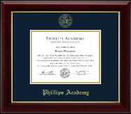 Phillips Academy Andover Gold Embossed Diploma Frame in Gallery