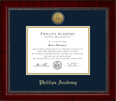 Phillips Academy Andover diploma frame - Gold Engraved Medallion Diploma Frame in Sutton