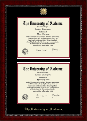 The University of Alabama Tuscaloosa diploma frame - Masterpiece Medallion Double Diploma Frame in Sutton