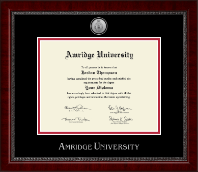 Amridge University diploma frame - Silver Engraved Medallion Diploma Frame in Sutton