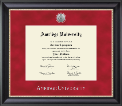 Amridge University diploma frame - Silver Engraved Medallion Diploma Frame in Noir