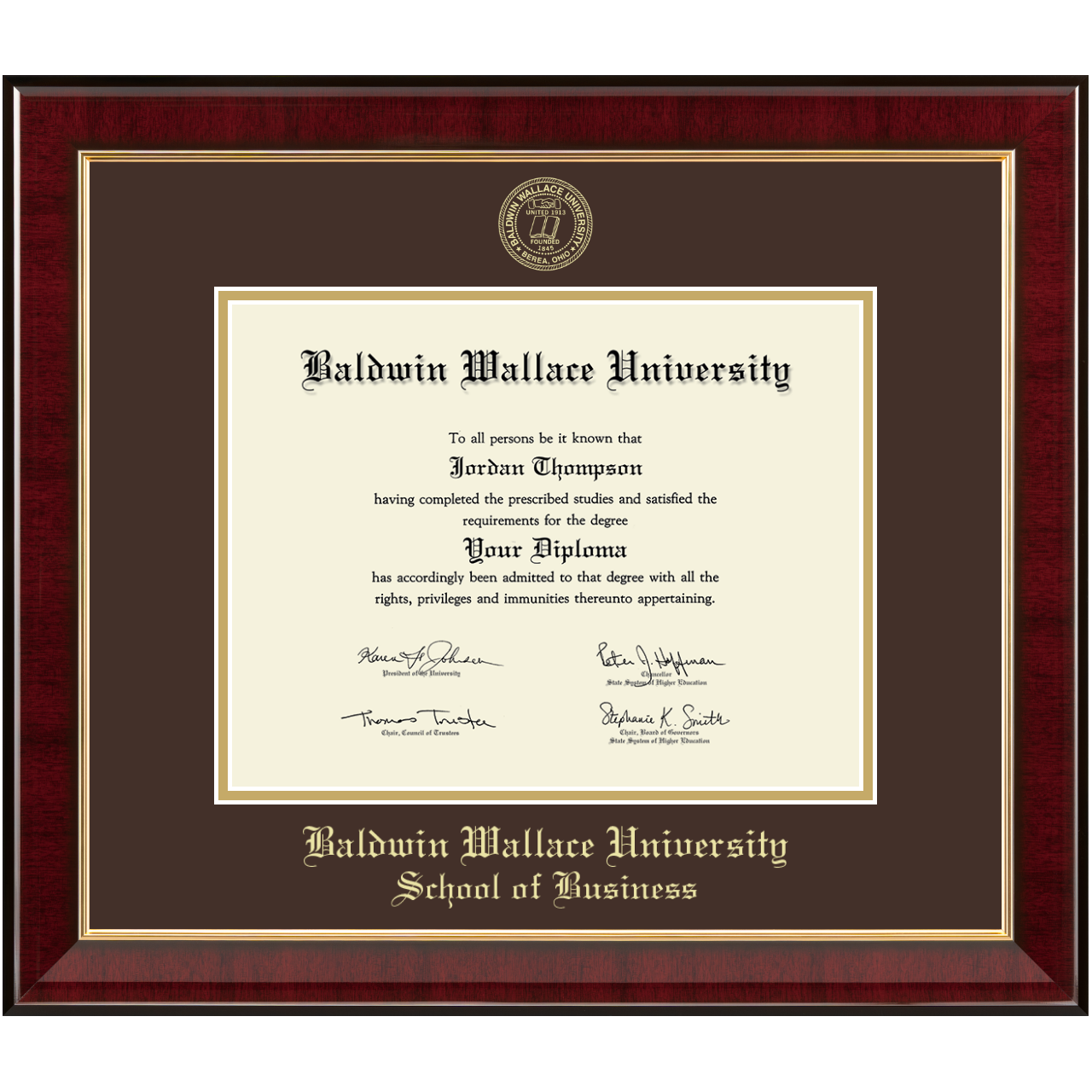 Gold Embossed Diploma Frame in Murano Baldwin Wallace University - Item ...