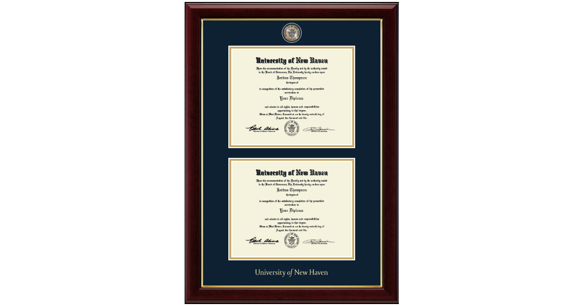 Masterpiece Medallion Double Diploma Frame in Gallery University of New Haven Item 391295