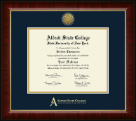 Alfred State College Gold Engraved Medallion Diploma Frame in Murano