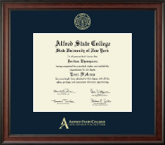 Alfred State College Gold Embossed Diploma Frame in Studio