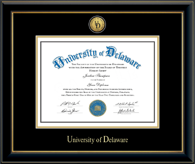 University of Delaware diploma frame - Gold Engraved Medallion Diploma Frame in Onyx Gold