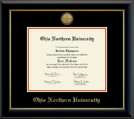 Ohio Northern University diploma frame - Gold Engraved Medallion Diploma Frame in Onyx Gold