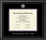 Grand Canyon University diploma frame - Silver Engraved Medallion Diploma Frame in Midnight