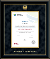 The Institute of Internal Auditors Gold Engraved Medallion Certificate Frame in Onyx Gold