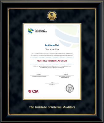 The Institute of Internal Auditors certificate frame - Gold Engraved Medallion Certificate Frame in Onyx Gold