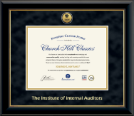 The Institute of Internal Auditors Gold Engraved Medallion Certificate Frame in Onyx Gold