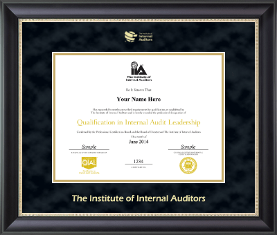 The Institute of Internal Auditors certificate frame - Gold Embossed Certificate Frame in Noir