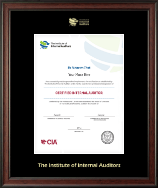 The Institute of Internal Auditors Gold Embossed Certificate Frame in Studio