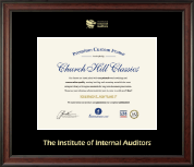The Institute of Internal Auditors certificate frame - Gold Embossed Certificate Frame in Studio
