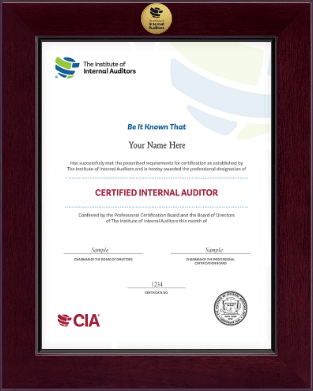 The Institute of Internal Auditors certificate frame - Century Gold Engraved Certificate Frame in Cordova