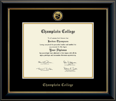 Champlain College diploma frame - Gold Engraved Medallion Diploma Frame in Onyx Gold
