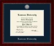 Lawrence University diploma frame - Silver Engraved Medallion Diploma Frame in Sutton