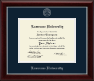 Lawrence University Silver Embossed Diploma Frame in Gallery Silver