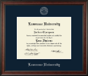Lawrence University Silver Embossed Diploma Frame in Studio