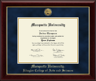 Marquette University Gold Engraved Medallion Diploma Frame in Gallery