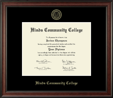Hinds Community College diploma frame - Gold Embossed Diploma Frame in Studio