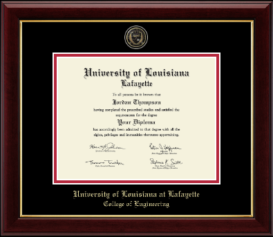 University of Louisiana Lafayette diploma frame - Masterpiece Medallion Diploma Frame in Gallery