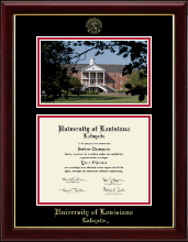 University of Louisiana Lafayette diploma frame - Campus Scene Masterpiece Medallion Diploma Frame in Gallery