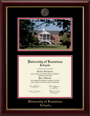 University of Louisiana Lafayette diploma frame - Campus Scene Masterpiece Medallion Diploma Frame in Gallery