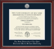 The SUNY Downstate Health Sciences University Silver Engraved Medallion Diploma Frame in Kensington Silver