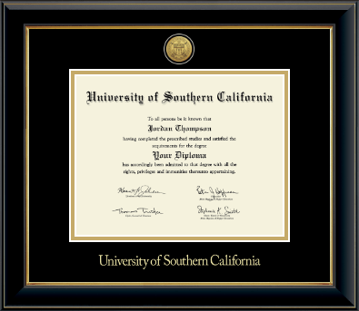 University of Southern California diploma frame - Gold Engraved Medallion Diploma Frame in Onyx Gold