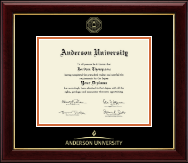 Anderson University in Indiana diploma frame - Gold Embossed Diploma Frame in Gallery