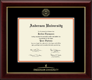 Anderson University in Indiana diploma frame - Gold Embossed Diploma Frame in Gallery