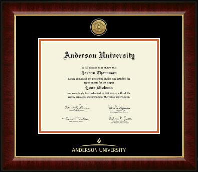 Anderson University in Indiana diploma frame - Gold Engraved Medallion Diploma Frame in Murano