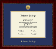 Lehman College Gold Engraved Medallion Diploma Frame in Sutton