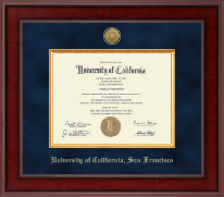 University of California San Francisco Presidential Gold Engraved Diploma Frame in Jefferson