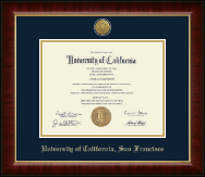 University of California San Francisco Gold Engraved Medallion Diploma Frame in Murano