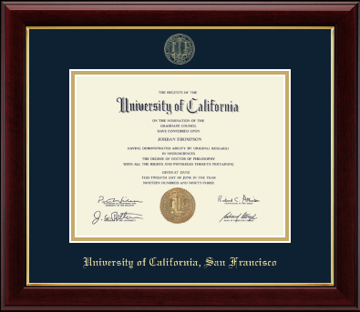 University of California San Francisco diploma frame - Gold Embossed Diploma Frame in Gallery