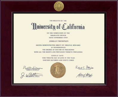 University of California San Francisco diploma frame - Century Gold Engraved Diploma Frame in Cordova