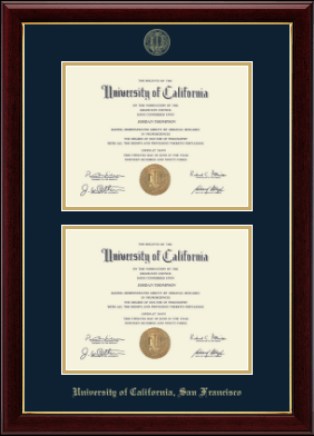 University of California San Francisco diploma frame - Double Diploma Frame in Gallery