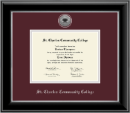 St. Charles Community College diploma frame - Silver Engraved Medallion Diploma Frame in Onyx Silver