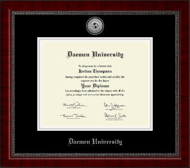 Daemen University diploma frame - Silver Engraved Medallion Diploma Frame in Sutton