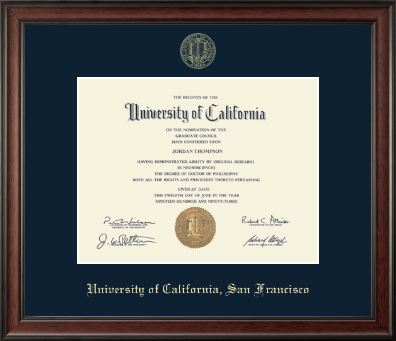 University of California San Francisco diploma frame - Gold Embossed Diploma Frame in Studio