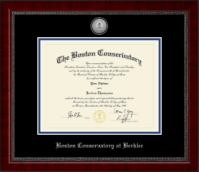 Boston Conservatory at Berklee diploma frame - Silver Engraved Medallion Diploma Frame in Sutton