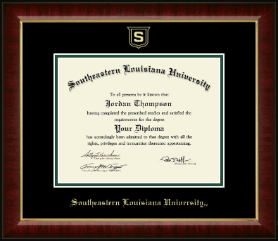 Southeastern Louisiana University diploma frame - Gold Embossed Diploma Frame in Murano