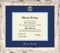 Odessa College Gold Embossed Diploma Frame in Barnwood White